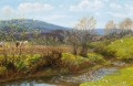 Frühling Nachmittag Szenerie Arthur Hughes Landschaft Fluss